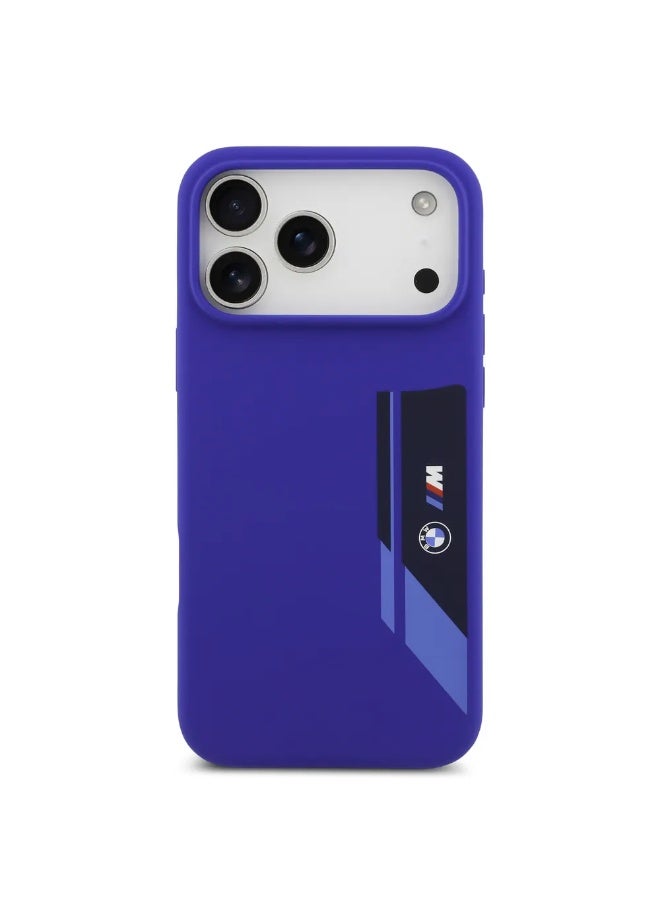 BMW iPhone 17 Pro Max MagSafe Liquid Silicone Case with Vertical Logo / Easy Snap-on / Drop protection / slim profile / Back Cover- Blue - Image 2